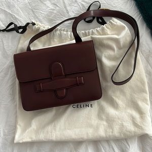 Celine Brown Leather Symmetrical Shoulder Bag